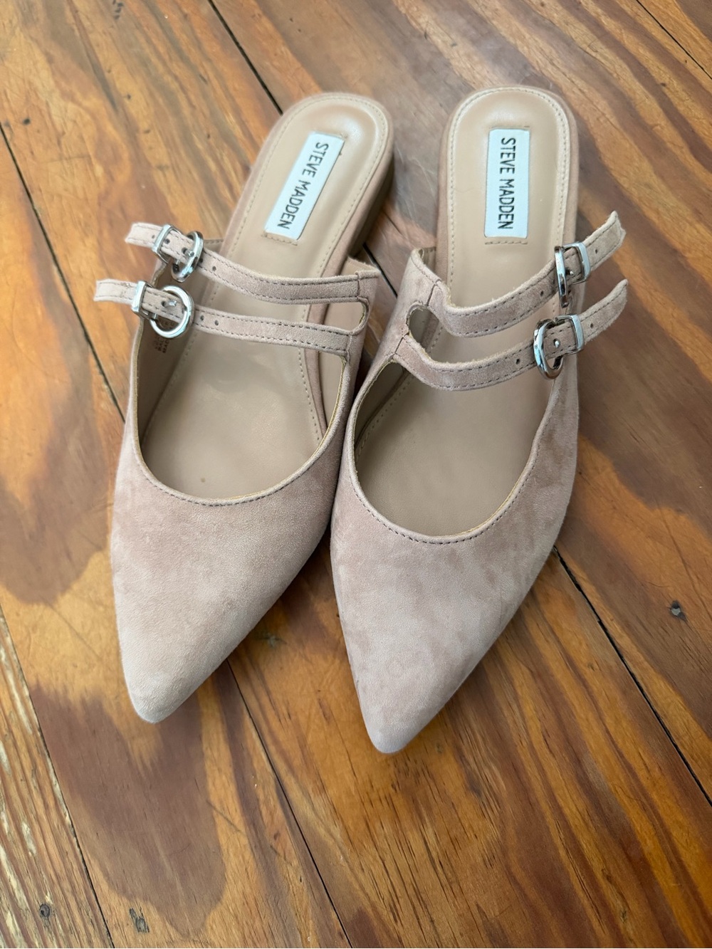Elizabeth and James Pointed Double-Strap Mule - Blush Nude